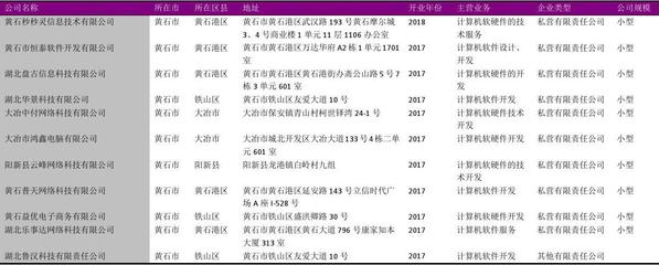 黄石市软件开发行业企业名录2018版623家企业概况